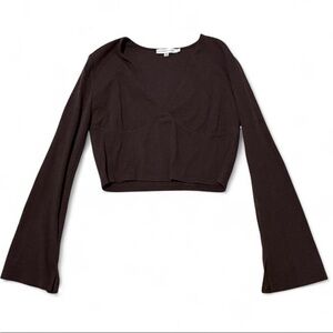 Brown crop top with bell sleeves